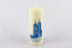 Kerze mit blauem Motiv